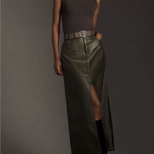 Anthropologie - The Madi Faux Leather Front Slit Maxi Skirt by Pilcro